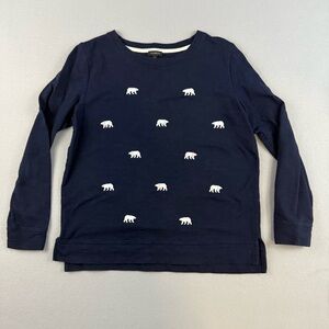 Talbots Sweater Women’s Medium Crew Neck Long Sleeve Navy Polar Bear Top Holiday